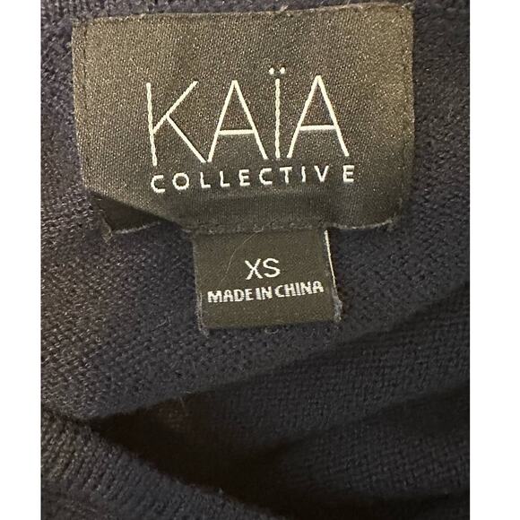 Kaia Collective navy blue long decorated sleeves sweater size XS - Picture 3 of 10